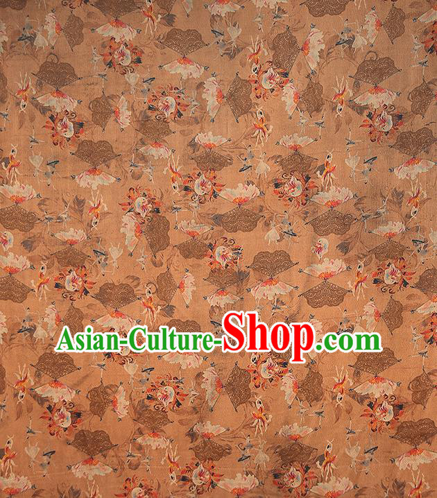 Chinese Classical Orange Gambiered Guangdong Gauze Traditional Qipao Dress Printing Silk Fabric Chinese Classical Orange Gambiered Guangdong Gauze Traditional Qipao Dress Printing Silk Fabric