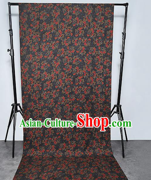 Chinese Classical Black Silk Fabric Traditional Qipao Dress Flowers Pattern Gambiered Guangdong Gauze Material Chinese Classical Black Silk Fabric Traditional Qipao Dress Flowers Pattern Gambiered Guangdong Gauze Material