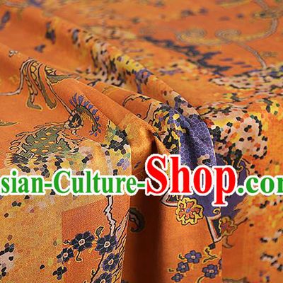 Chinese Classical Cheongsam Orange Silk Fabric Traditional Qipao Dress Gambiered Guangdong Gauze Material
