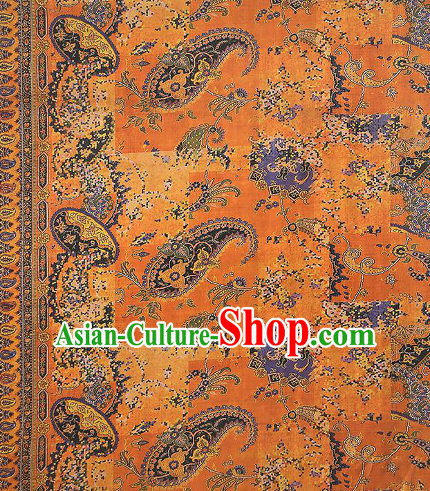 Chinese Classical Cheongsam Orange Silk Fabric Traditional Qipao Dress Gambiered Guangdong Gauze Material Chinese Classical Cheongsam Orange Silk Fabric Traditional Qipao Dress Gambiered Guangdong Gauze Material
