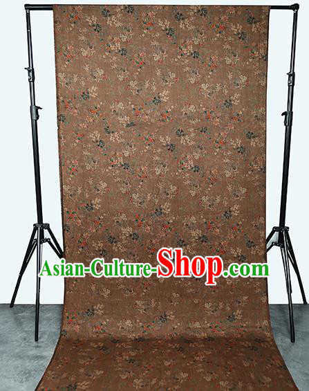 Chinese Classical Printing Flowers Gambiered Guangdong Gauze Traditional Qipao Dress Brown Silk Fabric Chinese Classical Printing Flowers Gambiered Guangdong Gauze Traditional Qipao Dress Brown Silk Fabric