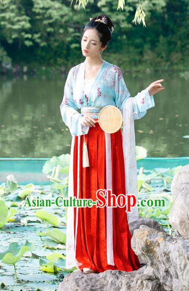 China Ancient Song Dynasty Young Beauty Historical Clothing Full Set China Ancient Song Dynasty Young Beauty Historical Clothing Full Set