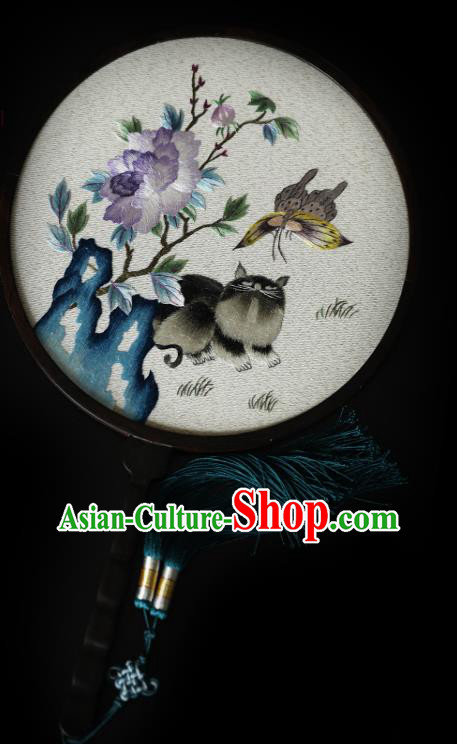 China Traditional Hanfu Palace Fan Ancient Princess Silk Circular Fan Handmade Embroidered Fans China Traditional Hanfu Palace Fan Ancient Princess Silk Circular Fan Handmade Embroidered Fans