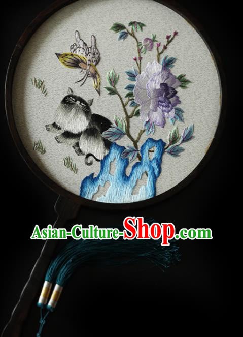 China Traditional Hanfu Palace Fan Ancient Princess Silk Circular Fan Handmade Embroidered Fans China Traditional Hanfu Palace Fan Ancient Princess Silk Circular Fan Handmade Embroidered Fans