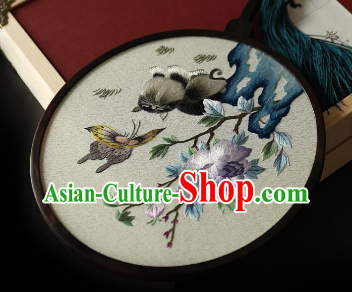 China Traditional Hanfu Palace Fan Ancient Princess Silk Circular Fan Handmade Embroidered Fans China Traditional Hanfu Palace Fan Ancient Princess Silk Circular Fan Handmade Embroidered Fans