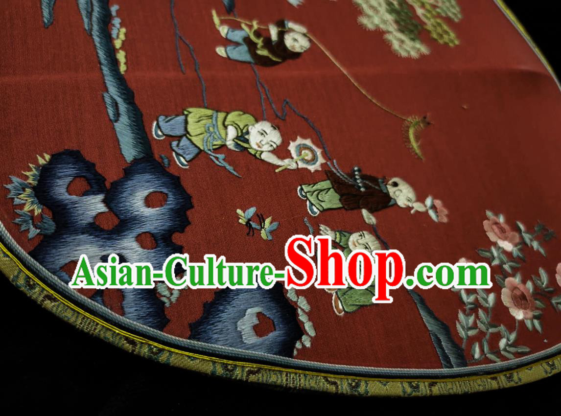 China Handmade Hanfu Fans Embroidered Children Red Silk Fan Traditional Wedding Palace Fan China Handmade Hanfu Fans Embroidered Children Red Silk Fan Traditional Wedding Palace Fan
