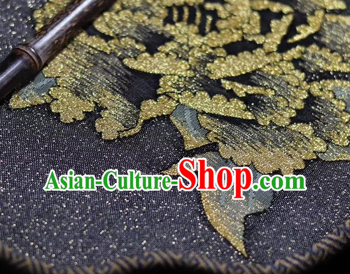 China Traditional Wedding Palace Fan Handmade Hanfu Fans Peony Pattern Black Silk Fan China Traditional Wedding Palace Fan Handmade Hanfu Fans Peony Pattern Black Silk Fan