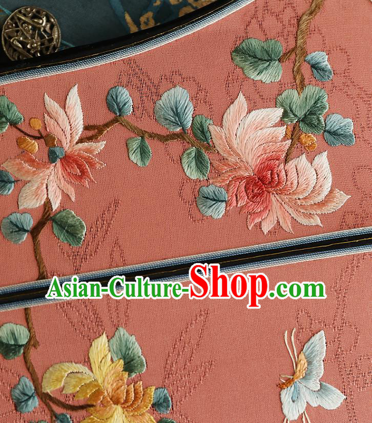 China Traditional Hanfu Pink Silk Fan Wedding Embroidered Chrysanthemum Palace Fan Handmade Fans China Traditional Hanfu Pink Silk Fan Wedding Embroidered Chrysanthemum Palace Fan Handmade Fans