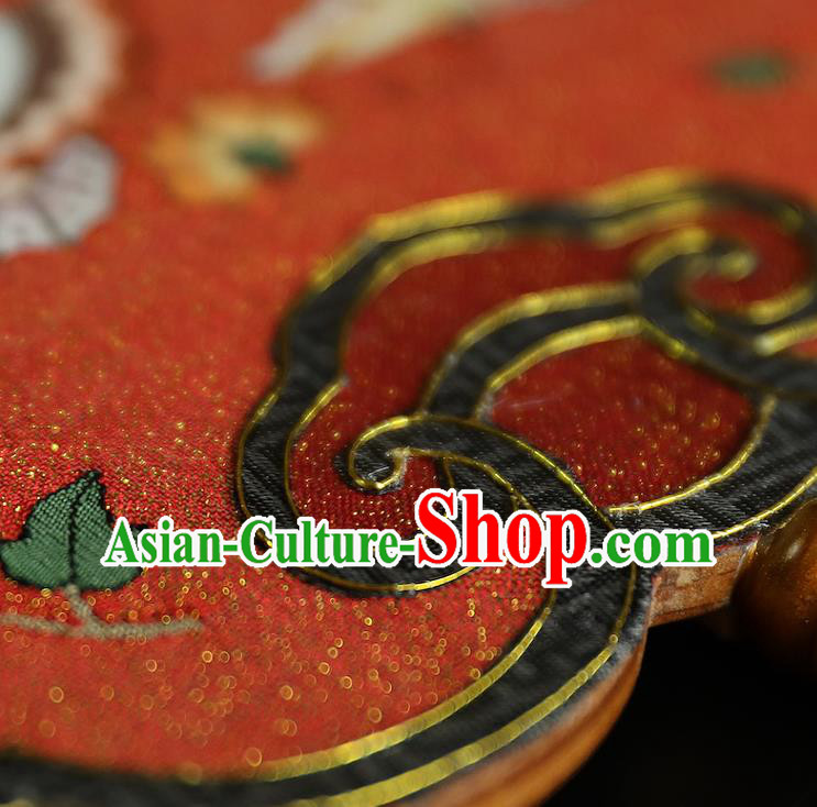 China Traditional Hanfu Red Silk Fan Handmade Butterfly Pattern Fans Wedding Palace Fan China Traditional Hanfu Red Silk Fan Handmade Butterfly Pattern Fans Wedding Palace Fan