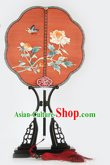 China Handmade Peony Pattern Palace Fan Wedding Red Silk Fan Traditional Court Hanfu Fan China Handmade Peony Pattern Palace Fan Wedding Red Silk Fan Traditional Court Hanfu Fan