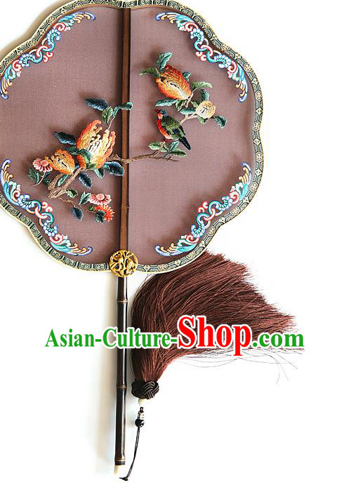 China Handmade Embroidered Chrysanthemum Palace Fan Traditional Court Hanfu Fan Wedding Black Silk Fan China Handmade Embroidered Chrysanthemum Palace Fan Traditional Court Hanfu Fan Wedding Black Silk Fan