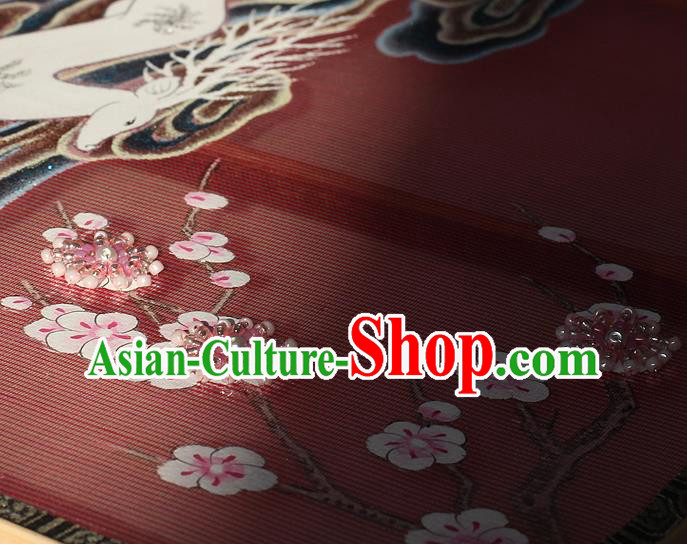 China Handmade Embroidered Palace Fan Traditional Court Hanfu Fan Wedding Wine Red Silk Fan China Handmade Embroidered Palace Fan Traditional Court Hanfu Fan Wedding Wine Red Silk Fan