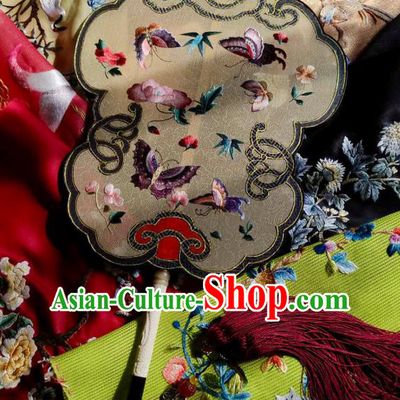 China Traditional Wedding Silk Fan Handmade Embroidered Butterfly Fan Ancient Court Hanfu Palace Fan
