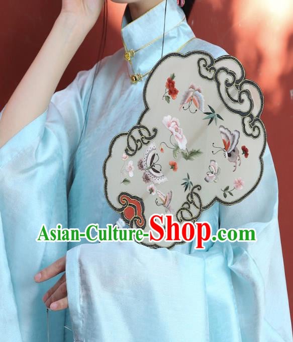China Traditional Wedding Silk Fan Handmade Embroidered Butterfly Fan Ancient Court Hanfu Palace Fan China Traditional Wedding Silk Fan Handmade Embroidered Butterfly Fan Ancient Court Hanfu Palace Fan