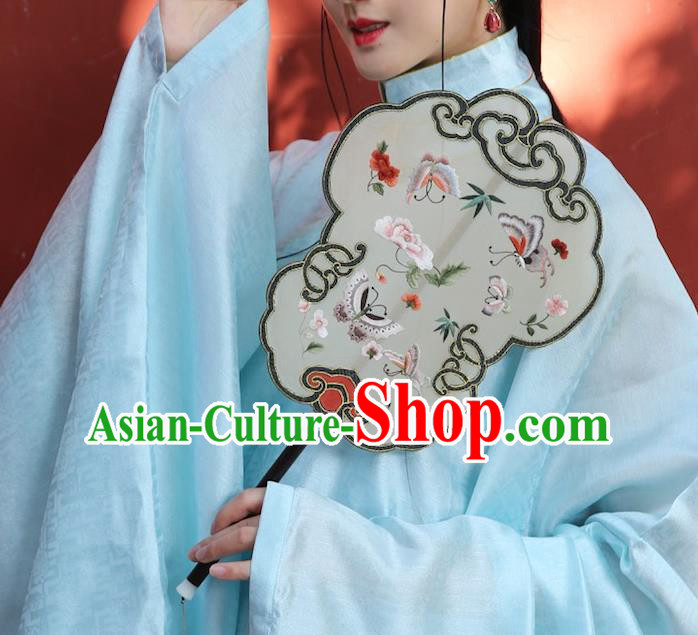 China Traditional Wedding Silk Fan Handmade Embroidered Butterfly Fan Ancient Court Hanfu Palace Fan China Traditional Wedding Silk Fan Handmade Embroidered Butterfly Fan Ancient Court Hanfu Palace Fan