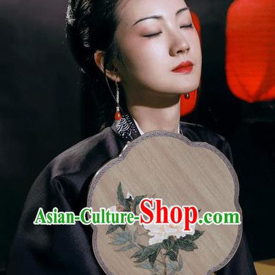 China Ancient Princess Palace Fan Traditional Hanfu Silk Fans Handmade Painting Peony Silk Fan