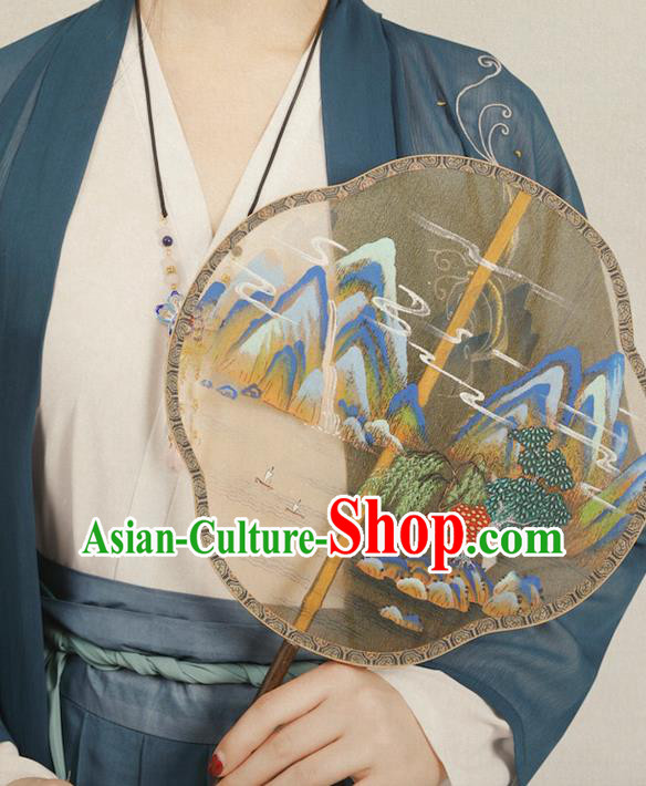 China Handmade Landscape Painting Fan Ancient Hanfu Palace Fan Traditional Wedding Silk Fans China Handmade Landscape Painting Fan Ancient Hanfu Palace Fan Traditional Wedding Silk Fans
