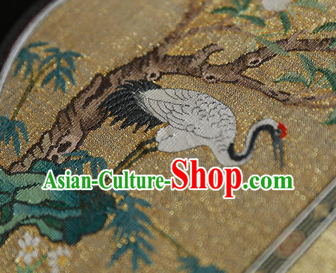China Kesi Wedding Fan Traditional Hanfu Silk Fan Handmade Crane Peach Pattern Palace Fan China Kesi Wedding Fan Traditional Hanfu Silk Fan Handmade Crane Peach Pattern Palace Fan