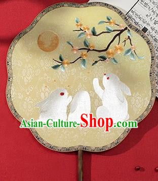 China Traditional Silk Fans Ancient Hanfu Palace Fan Embroidered Rabbit Fan China Traditional Silk Fans Ancient Hanfu Palace Fan Embroidered Rabbit Fan