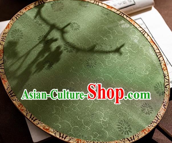 China Traditional Green Silk Palace Fan Handmade Song Dynasty Hanfu Bamboo Circular Fan China Traditional Green Silk Palace Fan Handmade Song Dynasty Hanfu Bamboo Circular Fan
