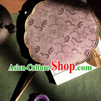 China Traditional Jacquard Plum Blossom Pink Silk Fan Handmade Song Dynasty Court Fan Hanfu Bamboo Palace Fan