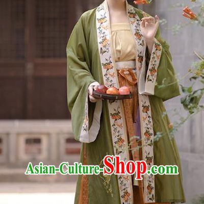 China Ancient Patrician Beauty Embroidered Hanfu Dress Traditional Song Dynasty Nobility Lady Historical Clothing Complete Set