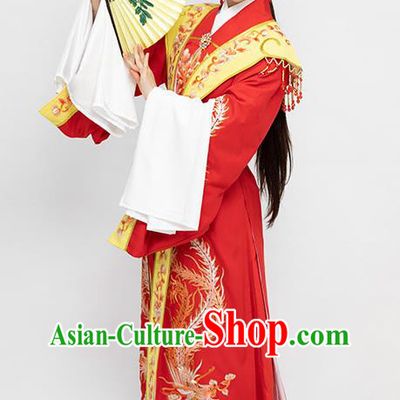 China Traditional Opera Empress Red Dress Clothing Shaoxing Opera Female Consort Prince Hua Tan Garment Costumes and Hair Accessories Set
