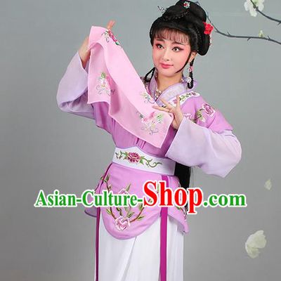 China Traditional Peking Opera Diva Garment Costumes Huangmei Opera Young Lady Violet Dress Clothing