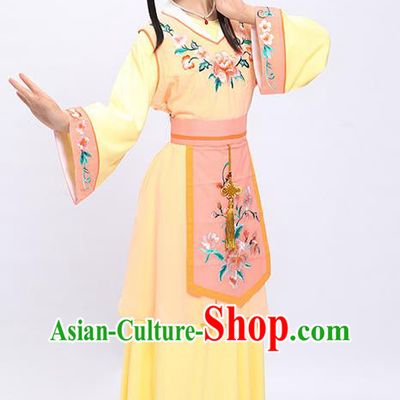 China Traditional Yue Opera Hua Tan Garment Costumes Shaoxing Opera Young Beauty Yellow Dress Clothing and Headwear