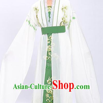 China Shaoxing Opera Actress Tang Wan Garment Costumes Traditional Yue Opera Young Women Water Sleeve Dress Clothing and Headpieces
