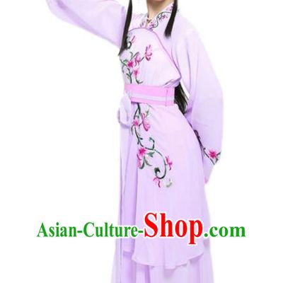 China Traditional Yue Opera Actress Garment Costumes Shaoxing Opera Palace Lady Embroidered Lilac Dress Clothing