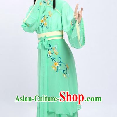 China Shaoxing Opera Palace Maid Embroidered Light Green Dress Clothing Traditional Yue Opera Actress Garment Costumes