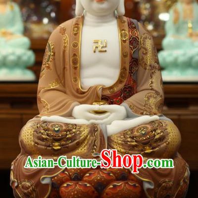 Top Chinese Hand Colorful Painting Buddha White Marble Shakyamuni Buddha Status Traditional Buddhism Figurine