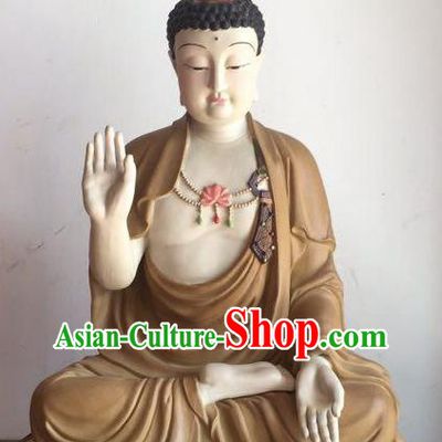Top Chinese Shi Wan Buddha Handmade Ceramic Shakyamuni Buddha Status Traditional Porcelain Buddhism Figurine