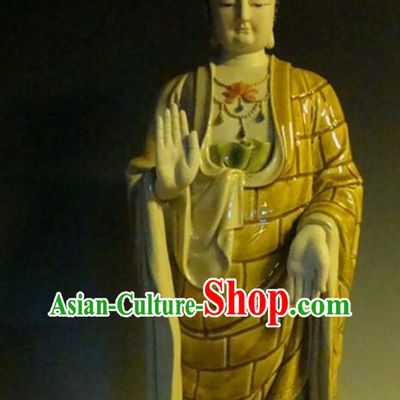 Top Chinese Traditional Porcelain Buddhism Figurine Shi Wan Buddha Status Handmade Ceramic Shakyamuni Buddha