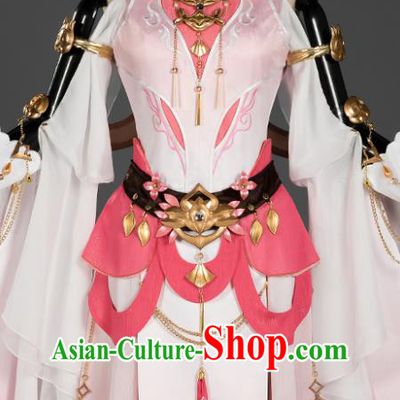 China Cosplay Fairy Pink Dress Ancient Princess Garment Costumes Game Jian Xia Qing Yuan Xiu Niang Clothing