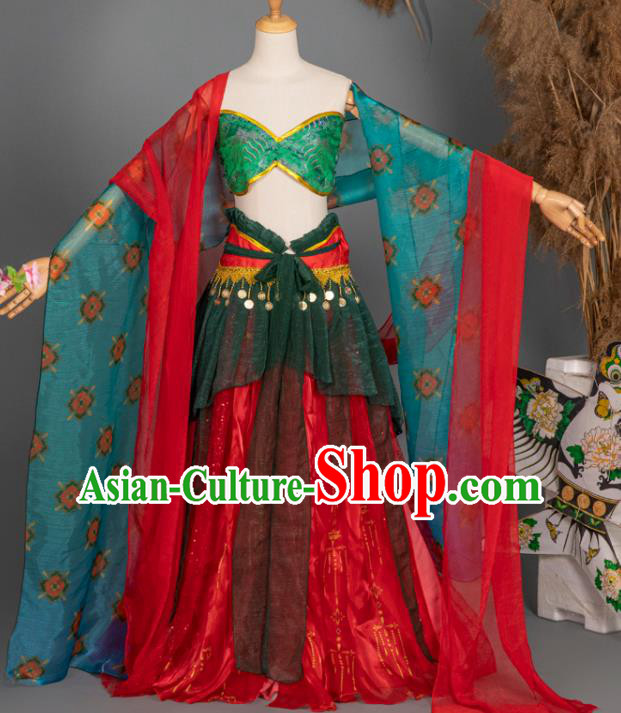 China Classical Dance Clothing Cosplay Dunhuang Fairy Hanfu Dress Ancient Princess Garment Costumes China Classical Dance Clothing Cosplay Dunhuang Fairy Hanfu Dress Ancient Princess Garment Costumes