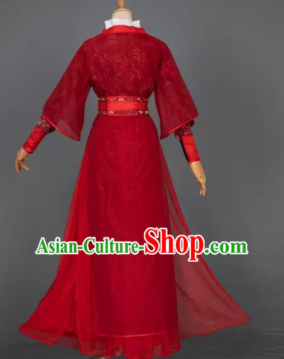 China Cosplay Swordsman Red Apparels Ancient Prince Garment Costumes Traditional Wedding Hanfu Clothing China Cosplay Swordsman Red Apparels Ancient Prince Garment Costumes Traditional Wedding Hanfu Clothing