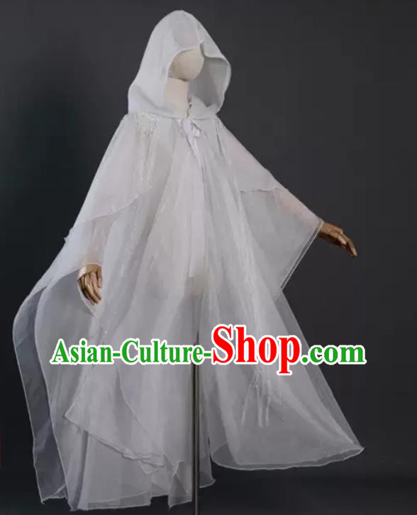 China Classical Cloak Clothing Cosplay Goddess White Chiffon Hanfu Mantle Ancient Princess Garment Costume China Classical Cloak Clothing Cosplay Goddess White Chiffon Hanfu Mantle Ancient Princess Garment Costume