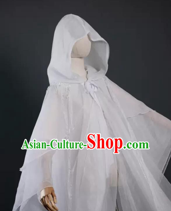 China Classical Cloak Clothing Cosplay Goddess White Chiffon Hanfu Mantle Ancient Princess Garment Costume China Classical Cloak Clothing Cosplay Goddess White Chiffon Hanfu Mantle Ancient Princess Garment Costume