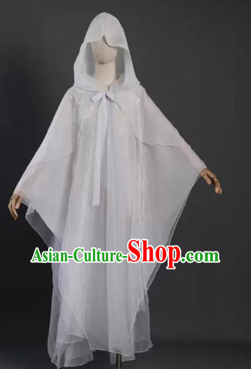 China Classical Cloak Clothing Cosplay Goddess White Chiffon Hanfu Mantle Ancient Princess Garment Costume China Classical Cloak Clothing Cosplay Goddess White Chiffon Hanfu Mantle Ancient Princess Garment Costume