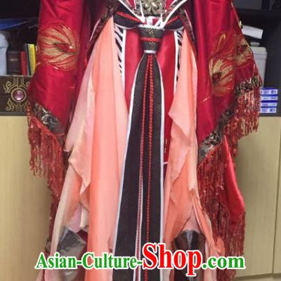 Chinese Ancient Swordsman Wine Red Attires Cosplay Royal Prince Garment Costumes Drama Thunderbolt Fantasy Lang Wu Yao Clothing