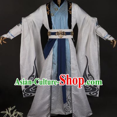 Chinese Cosplay Taoist Priest Garment Costumes Game Ni Shui Han Ye Wen Zhou Clothing Ancient Swordsman Attires