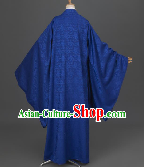 China Cosplay Prince Garment Costumes Traditional Hanfu Apparels Ancient Young Childe Deep Blue Clothing China Cosplay Prince Garment Costumes Traditional Hanfu Apparels Ancient Young Childe Deep Blue Clothing