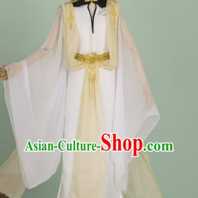 China Ancient Young Childe Clothing Cosplay Prince Garment Costumes Traditional Hanfu White Apparels