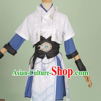 China Traditional Hanfu White Apparels Ancient Female Knight Clothing Cosplay Swordswoman Garment Costumes