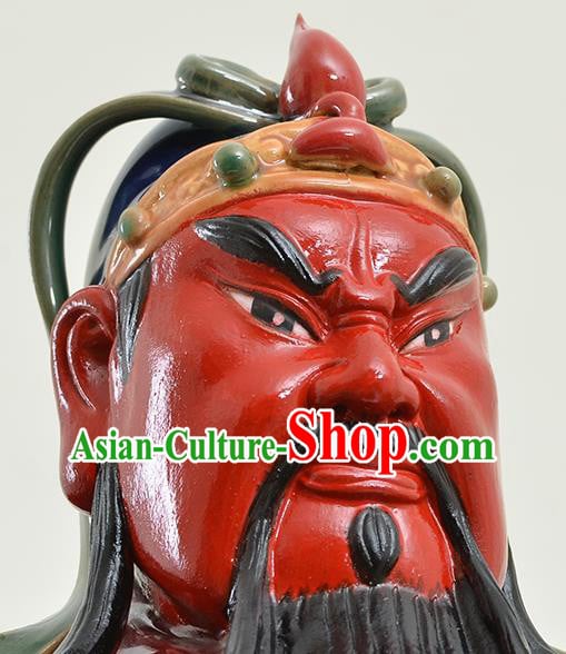 Chinese Guan Yu Status Handmade Ceramic Arts Guan Gong Sculptures Shi Wan Figurine Chinese Guan Yu Status Handmade Ceramic Arts Guan Gong Sculptures Shi Wan Figurine
