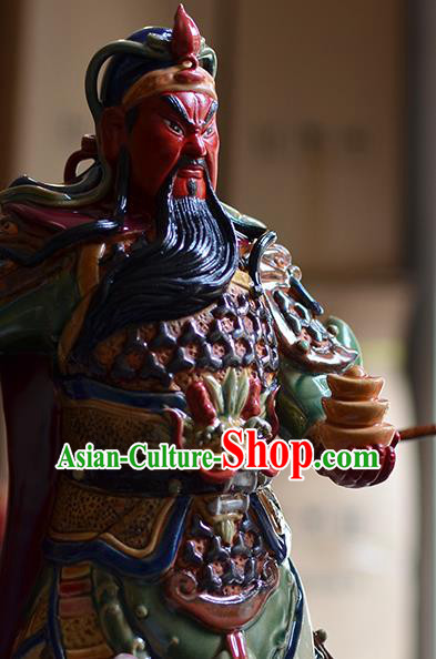 Chinese Guan Yu Status Handmade Ceramic Arts Guan Gong Sculptures Shi Wan Figurine Chinese Guan Yu Status Handmade Ceramic Arts Guan Gong Sculptures Shi Wan Figurine