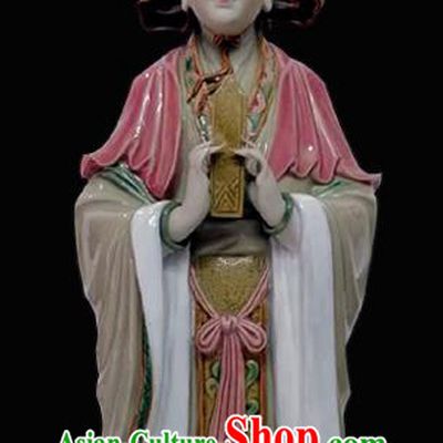 Handmade Heaven Queen Ceramics Statue Craft Shi Wan Figurine Goddess Ma Zu Statue