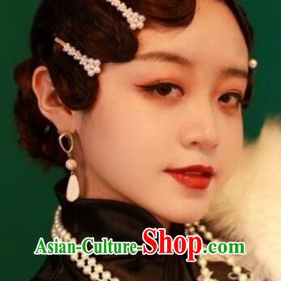 Handmade Classical Headdress Traditional Qipao Dress Wigs China Cheongsam Headpieces Set